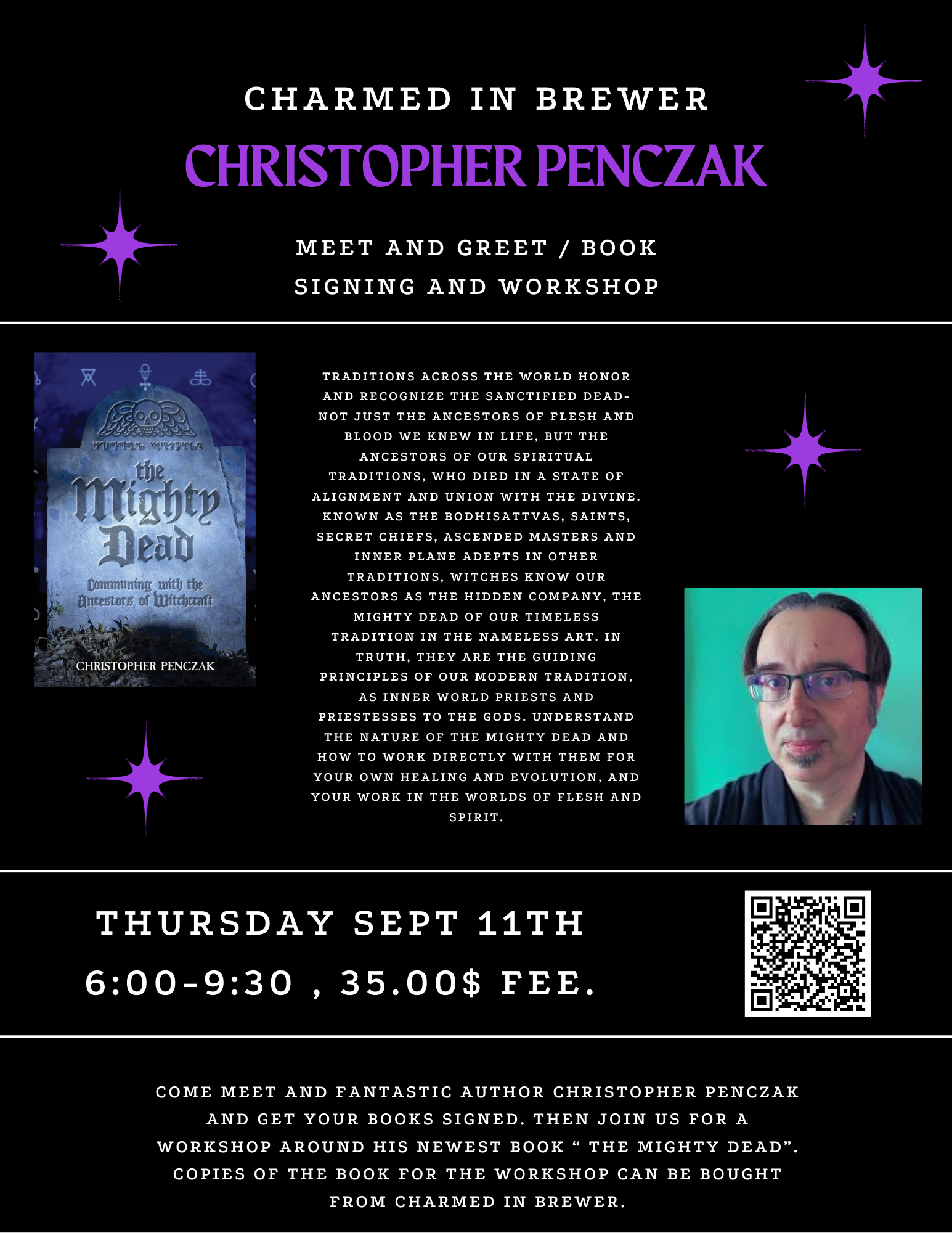 The Mighty Dead  In Person Meet & Greet, Book Signing, and Workshop